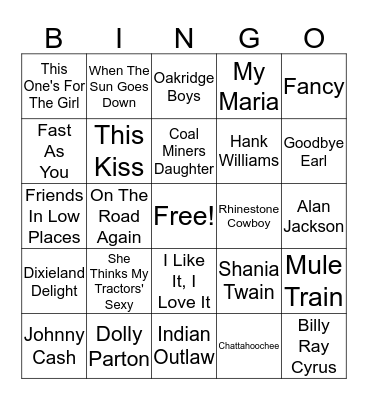 Old Country Bingo  Bingo Card