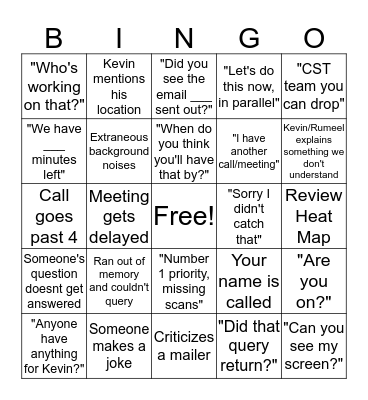 2:30 Meeting Bingo Card