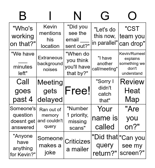 2:30 Meeting Bingo Card