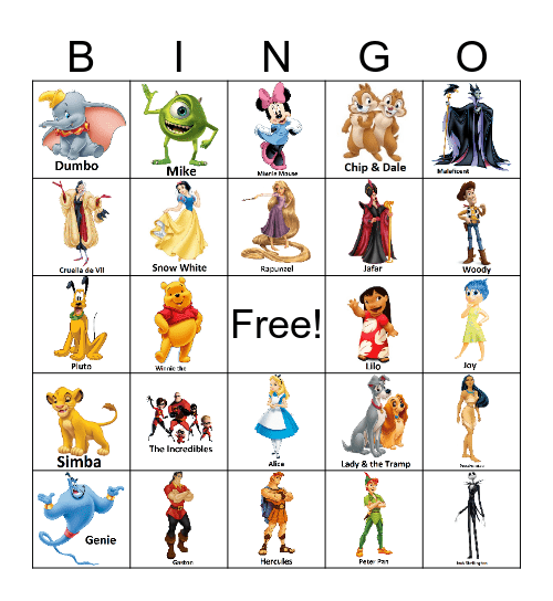 Disney Bingo Card