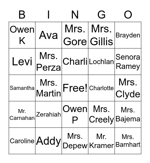 8th grade class bingo doc