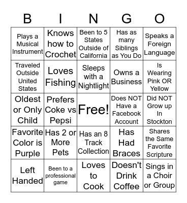 H.E.D Meet & Greet BINGO Card
