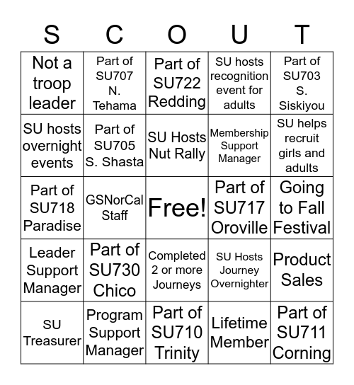 North Central SU Team Kickoff    August 2017 Bingo Card