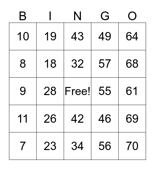 Tammy's Birthday Bingo Card