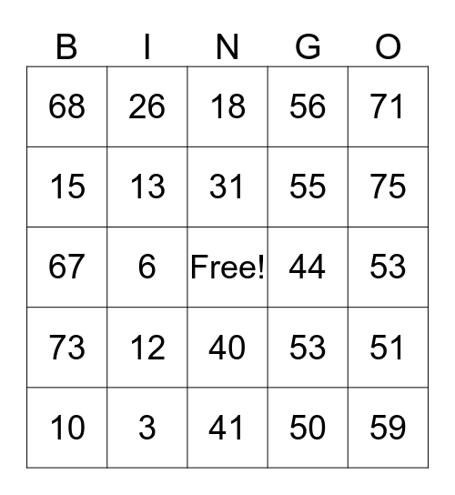 Tammy's Birthday Bingo Card