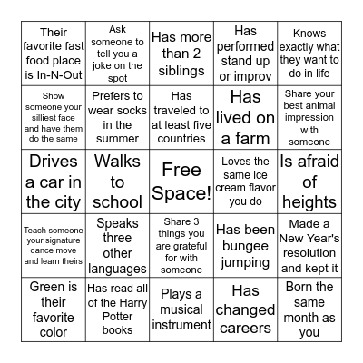 PEOPLE BINGO Card