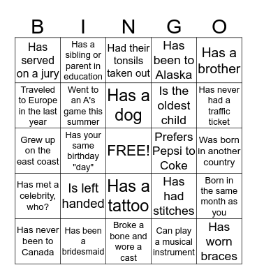 Find someone who.... Bingo Card