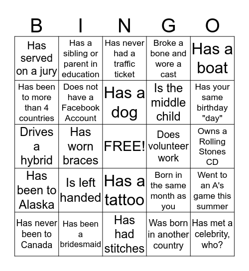 Find someone who.... Bingo Card