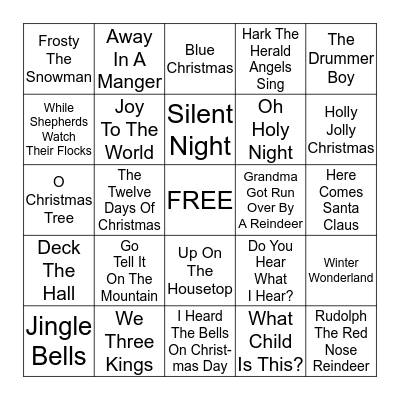 Christmas Songs Bingo Card