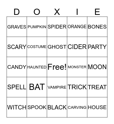 Halloweener Bingo Card