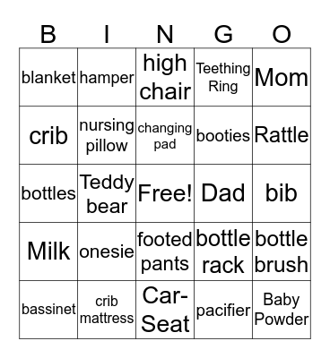 She's or He's Bingo Card