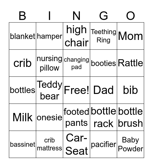 She's or He's Bingo Card