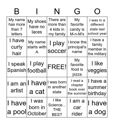 People BINGO Card