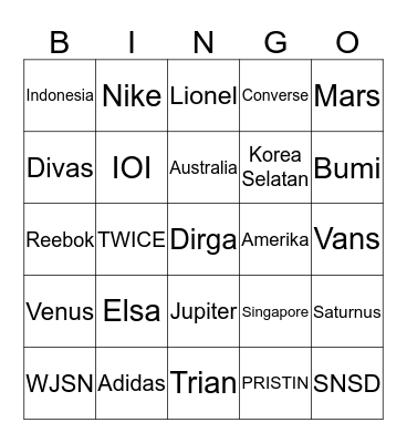 Adeera's Bingo Card