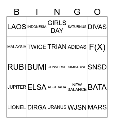 BINGO ARRA Bingo Card