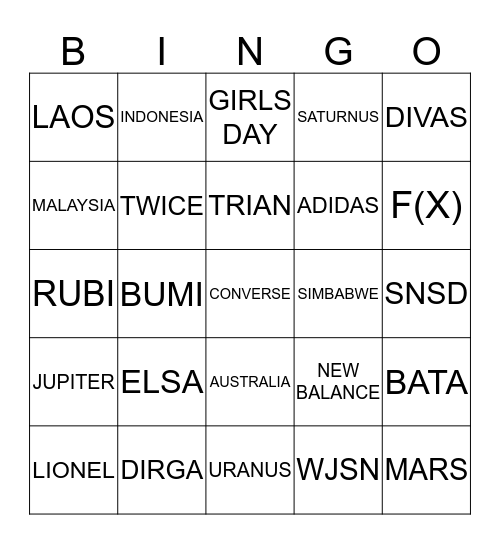BINGO ARRA Bingo Card