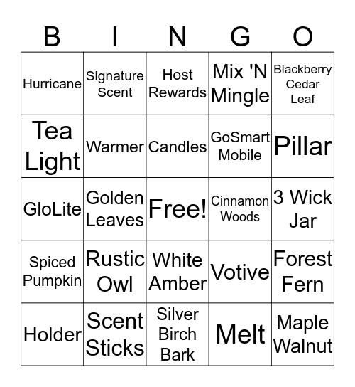 PartyLite Bingo Card