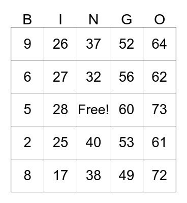 Tammy's Birthday Bingo Card