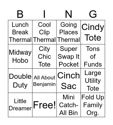 Thirty-One Bingo Card