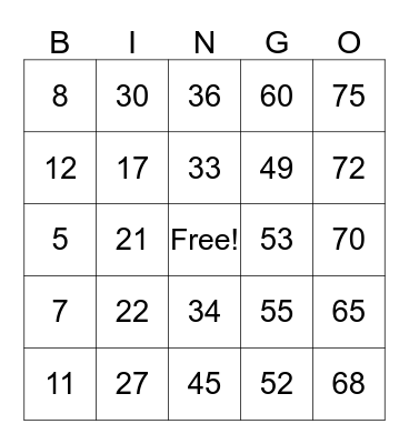 Tammy's Birthday Bingo Card