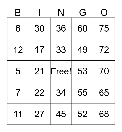 Tammy's Birthday Bingo Card