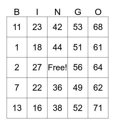 Tammy's Birthday Bingo Card