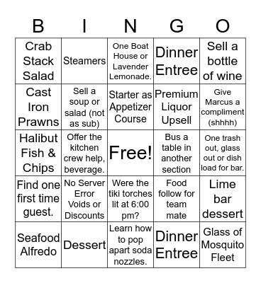 Saturday Night Bingo! Bingo Card