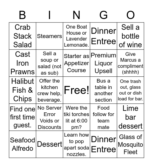 Saturday Night Bingo! Bingo Card