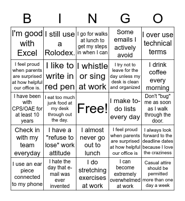 OAE Work Template 3 Bingo Card