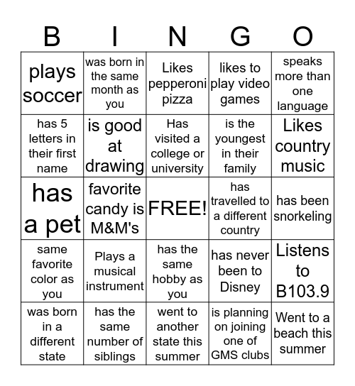 Untitled Bingo Card