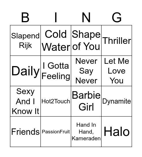 Muziek Bingo! Bingo Card