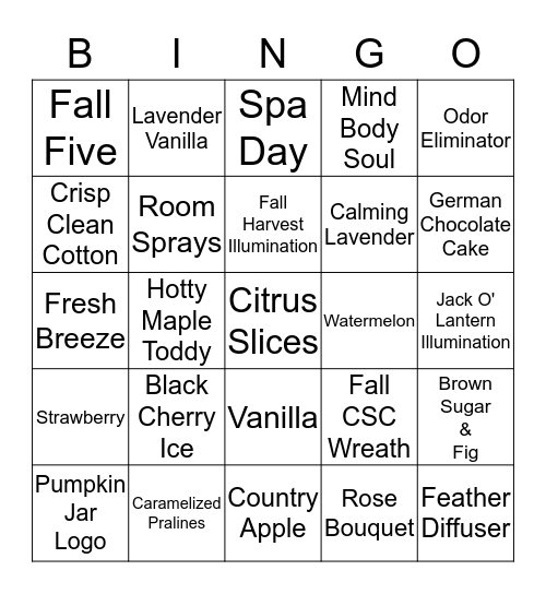 Candles With Kaylee Bingo Card