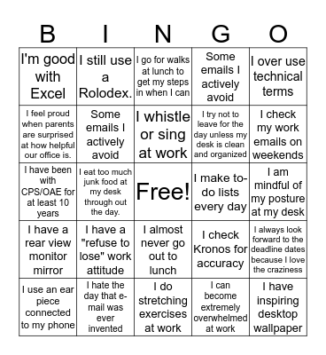 OAE Work Template 4  Bingo Card