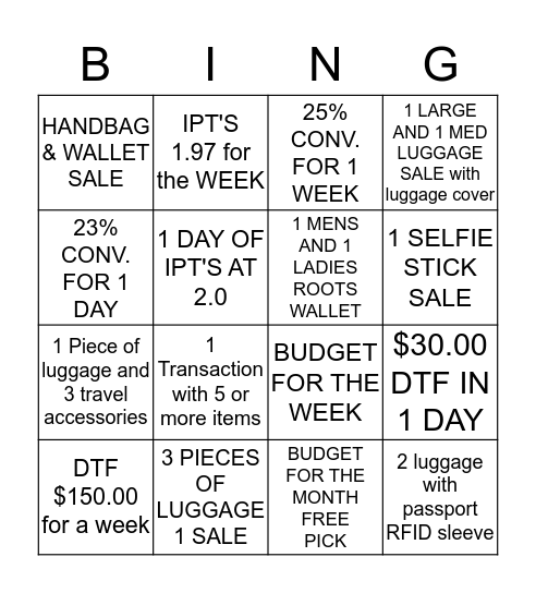 BENTLEY 2250 BINGO Card