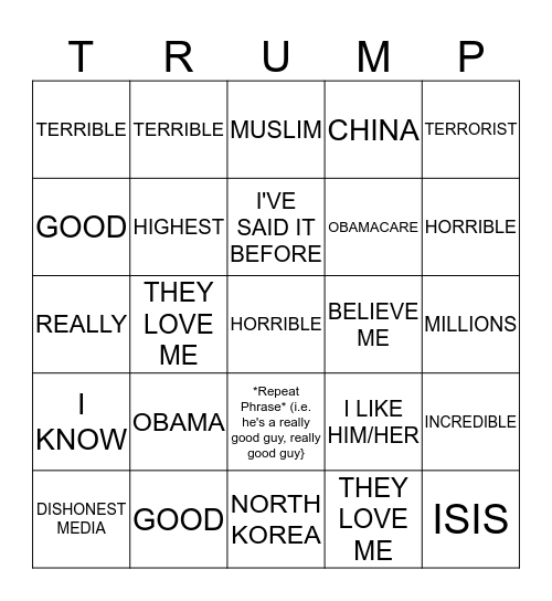 T R U M P - G O Bingo Card