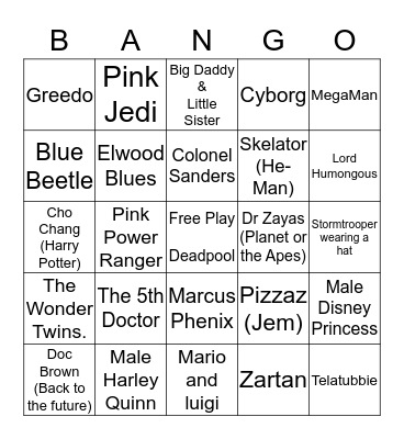 Dragon Con Bingo Card