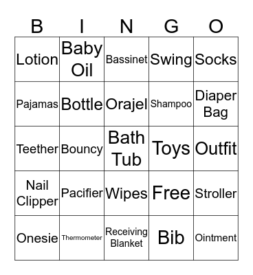 Baby Juel Bingo Card
