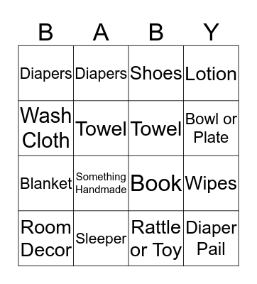 Baby Bingo Card