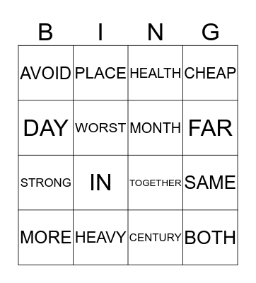 PALABRAS CLAVES Bingo Card