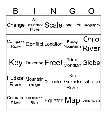 Geography Bingo Card