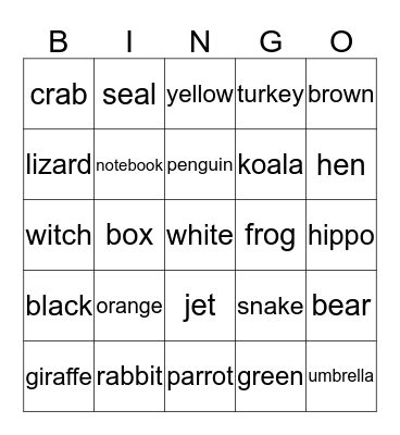 Flashcards Bingo Card