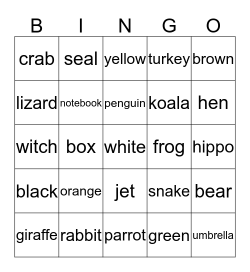 Flashcards Bingo Card