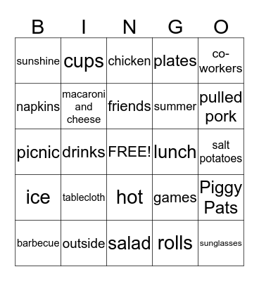 Recordkeeping Summer Picnic Bingo Card