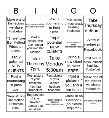 Social Bingo  Bingo Card