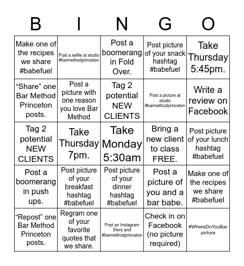 Social Bingo  Bingo Card