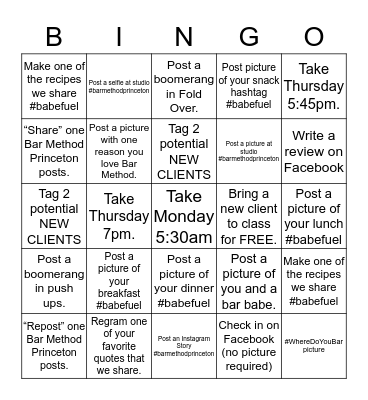 Social Bingo  Bingo Card