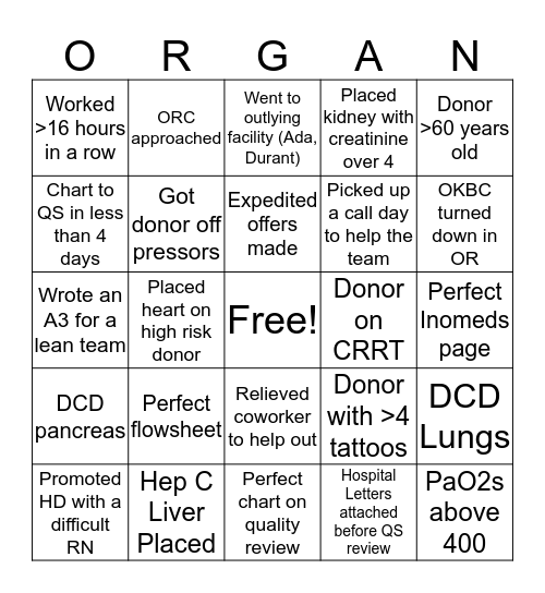 ORC Bingo Card