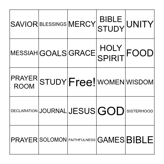 BIBLE STUDY BINGO Card