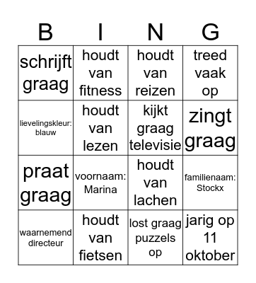 Onze nieuwe directrice Bingo Card