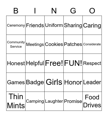 Girl Scout BINGO Card